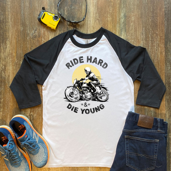 Ride Hard and Die Young Unisex 3/4 Sleeve Raglan Shirt Gildan 5700