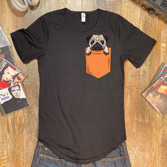 Black Pug Pocket Pug Pocket Women's Relaxed T-Shirt - Bella + Canvas 6400