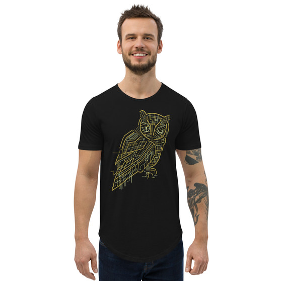 Electric Owl Curved Hem Tee - Bella + Canvas 3003 