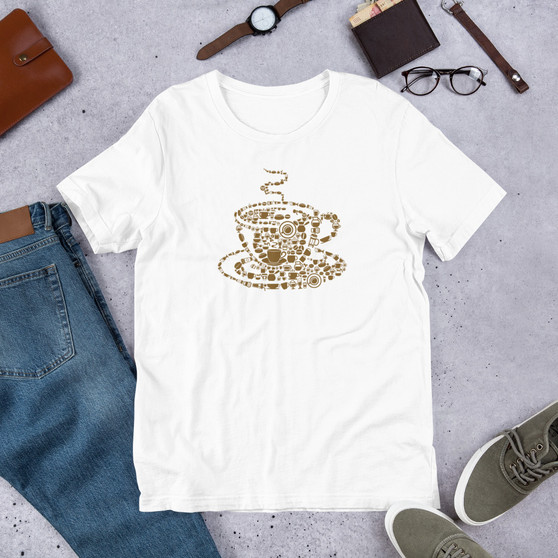 White T-Shirt - Bella + Canvas 3001 Coffee Cup