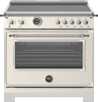 Bertazzoni - 36" Heritage Series range - Electric self clean oven - 5 induction zones - Ivory