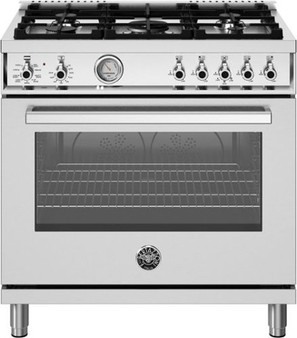 Bertazzoni - 36" Professional Series range - Electric oven - 5 aluminum burners - Stainless Steel