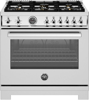 Bertazzoni - 36" Professional Series range - Gas oven - 6 brass burners - LP version - Stainless Steel