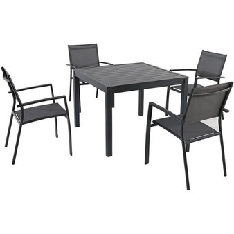 Hanover - Naples 5-Piece Square Dining Set - Alum/Grey