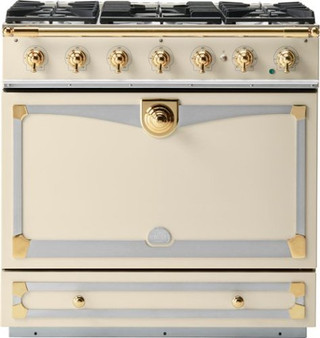 La Cornue - Cornufe Dual Fuel 90 Range - Morning Dew with SS & Polished Brass