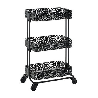 Linon Home Décor - Kebbel Metal Three-Tier Cart - Black