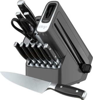 Ninja - Foodi NeverDull Premium 12-Piece Knife Block Set with Built-in Sharpener System - Black & Silver