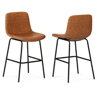 Simpli Home - Jolie Counter Height Stool (Set of 2) - Camel Brown