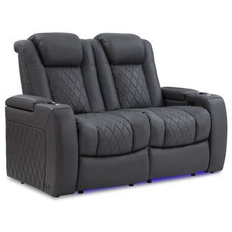 Valencia Theater Seating - Valencia Tuscany Home Theater Seating | Premium Top Grain 11000 Nappa Leather (Row of 2 Loveseats, Black) - Charcoal Grey