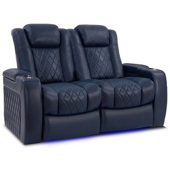 Valencia Theater Seating - Valencia Tuscany Home Theater Seating | Premium Top Grain 11000 Nappa Leather (Row of 2 Loveseats, Black) - Navy Blue