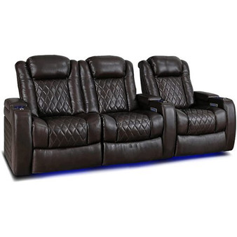 Valencia Theater Seating - Valencia Tuscany XL Home Theater Seat | premium top grain Nappa leather 11000 (Row of 3 Loveseat Left) - Dark Chocolate