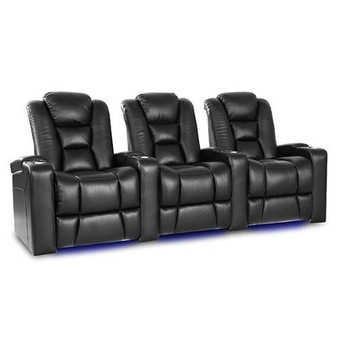 Valencia Theater Seating - Valencia Venice Home Theater Seating | Top Grain Genuine Leather 11000 (Row of 3) - Black