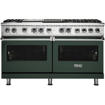 Viking - 5-Series Dual Fuel Self-Clean 60"W Sealed Burner Range - Blackforest Green