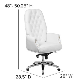 Flash Furniture - Hansel Traditional High Back Tufted LeatherSoft Multifunction Ergonomic Office Chair w/Arms - White