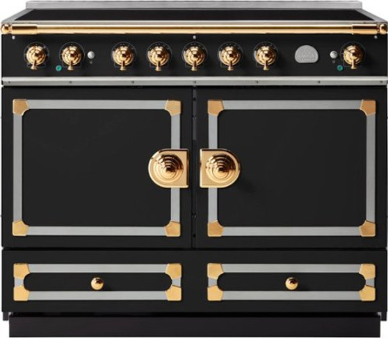 La Cornue - 110 Induction Range Matte Black with Stainless Steel & Polished Brass - Multi