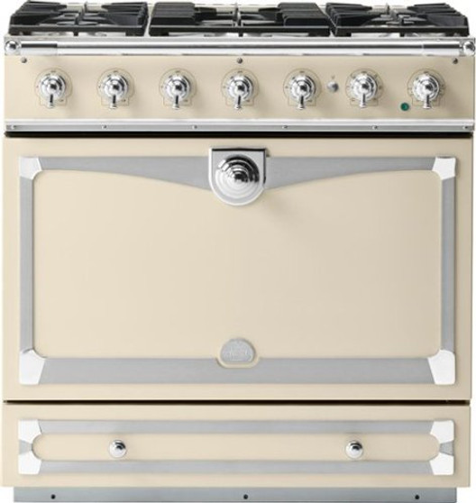 La Cornue - Cornufe Dual Fuel 90 Range - Morning Dew with SS & Polished Chrome