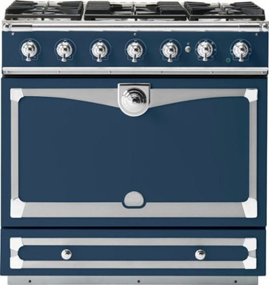 La Cornue - Cornufe Dual Fuel 90 Range - Winter Sky with SS & Polished Chrome