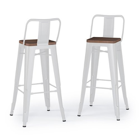 Simpli Home - Rayne Metal and Wood Bar Stool (Set of 2) - White