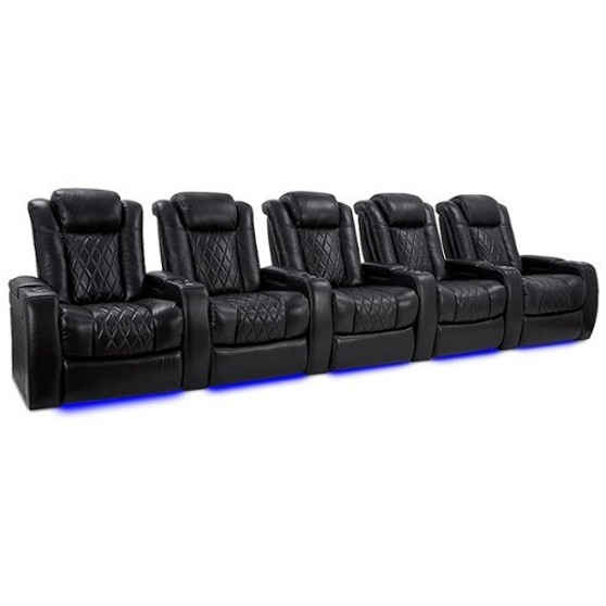 Valencia Theater Seating - Valencia Tuscany XL Home Theater Seating | premium top grain Nappa leather 11000 (Row of 5) - Midnight Black