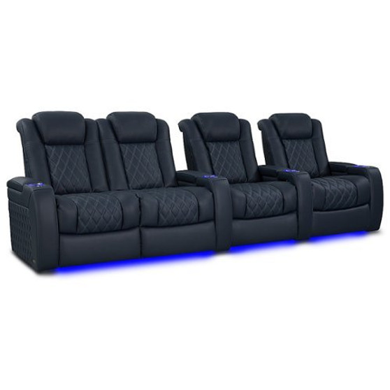 Valencia Theater Seating - Valencia Tuscany XL Luxury Edition | Semi-Aniline Italian Nappa Leather 20000 (Row of 4 Loveseats Left) - Moonlight Blue