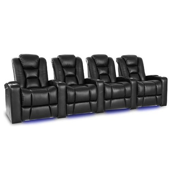 Valencia Theater Seating - Valencia Venice Home Theater Seating | Top Grain Genuine Leather 11000 (Row of 4) - Black