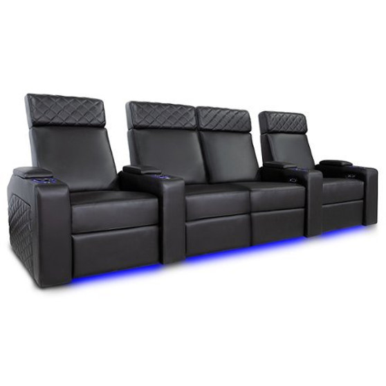 Valencia Theater Seating - Valencia Zurich Home Theater Seating | Premium Top Grain Nappa Leather 11000 (Row of 4 Loveseat Center) - Black