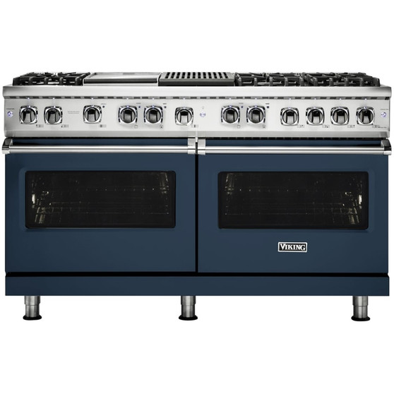 Viking - 5-Series Dual Fuel Self-Clean 60"W Sealed Burner Range - Slate Blue