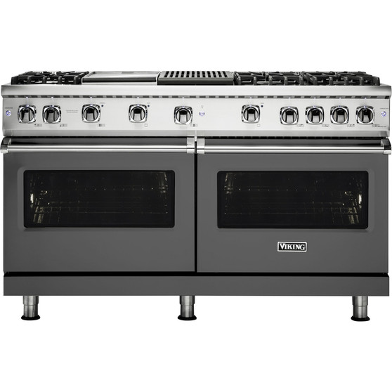 Viking - Professional 5 Series 8 Cu. Ft.  Freestanding Double Oven LP Gas Convection Range - Damascus Gray