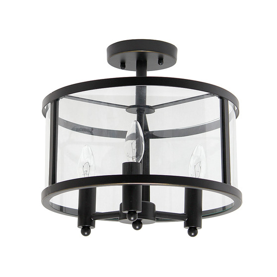 Lalia Home 3 Light Semi-flushmount Glass and Metallic Accented - Black