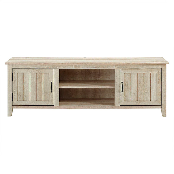 Walker Edison - 70" Modern Farmhouse Simple Grooved Door TV Stand for most TVs up to 80" - White Oak