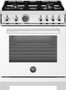 Bertazzoni - 30" Professional Series range - Electric self clean oven - 4 brass burners - White