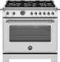 Bertazzoni - 36" Heritage Series range - Dual Fuel self clean oven - 6 brass burners - Stainless Steel