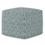 Simpli Home - Graham Square Pouf - Patterned Teal and Natural