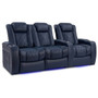 Valencia Theater Seating - Valencia Tuscany Home Theater Seating | Premium Top Grain 11000 Nappa Leather (Row of 3 Loveseats Left, Black) - Navy Blue