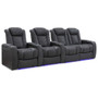 Valencia Theater Seating - Valencia Tuscany Home Theater Seating | Premium Top Grain 11000 Nappa Leather (Row of 4 Loveseats Right, Black) - Charcoal Grey