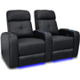 Valencia Theater Seating - Valencia Verona Home Theater Seating | Top Grain Genuine Leather 9000, LED Cup Holders (Row of 2) - Black