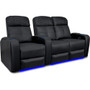 Valencia Theater Seating - Valencia Verona Home Theater Seating | Top Grain Genuine Leather 9000, LED Cup Holders (Row of 3 Loveseats Right) - Black