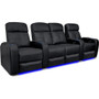 Valencia Theater Seating - Valencia Verona Home Theater Seating |Top Grain Genuine Leather 9000, LED Cup Holders (Row of 4 Loveseats Center) - Black