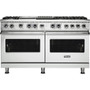 Viking - 5-Series Dual Fuel Self-Clean 60"W Sealed Burner Range - Frost White