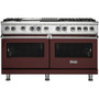 Viking - 5-Series Dual Fuel Self-Clean 60"W Sealed Burner Range - Kalamata Red