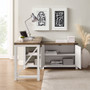 Walker Edison - Modern Farmhouse L-Shaped Adjustable Desk - Brushed White/Rustic Oak