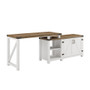 Walker Edison - Modern Farmhouse L-Shaped Adjustable Desk - Brushed White/Rustic Oak