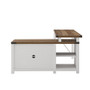 Walker Edison - Modern Farmhouse L-Shaped Adjustable Desk - Brushed White/Rustic Oak