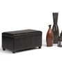 Simpli Home - Amelia 34 inch Wide Transitional Rectangle Storage Ottoman Bench in Faux Leather - Midnight Black