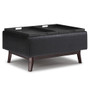 Simpli Home - Owen Tray Top Small Coffee Table Storage Ottoman - Distressed Black