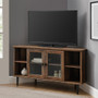 Walker Edison - Modern Corner TV Stand for Most TVs Up to 52" - Rustic Oak