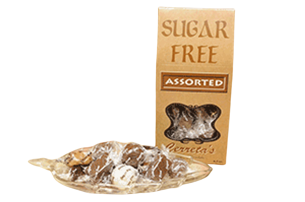 A fine assortment of sugar free chocolates! Chewy caramels, tasty clusters, delicious creams and decadent truffles make up this special treat box! Sugarless and guilt-free indulgence! 6.5oz
 