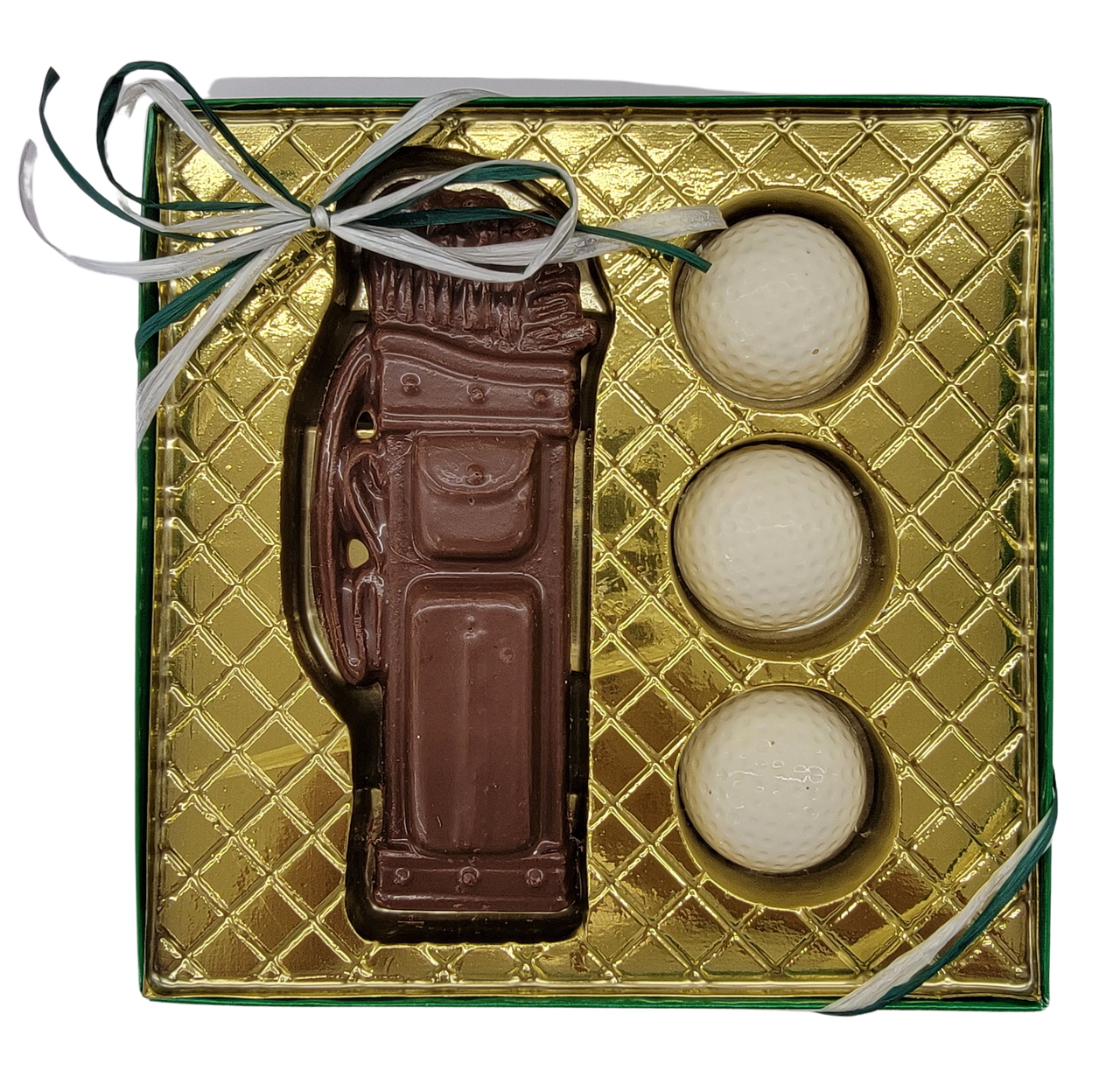 Sweet Shot Chocolate Golf bag & white Pastel Golfballs perfect treat for a Golf Fan!