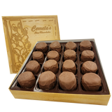 Fluffy marshmallows surrounded in creamy chocolate, enough said! These treats are richly satisfying. Packed in an elegant gold box ready for gift-giving or any occasion! 
Available in Milk or Dark chocolate
8 oz box
16 marshmallows per box