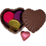 Enjoy this Beautiful Milk Chocolate Heart Shaped Jewelry Box filled with elegant Milk and Dark Chocolate pieces! You can also add your own special surprise in the box for that special someone in your life. 